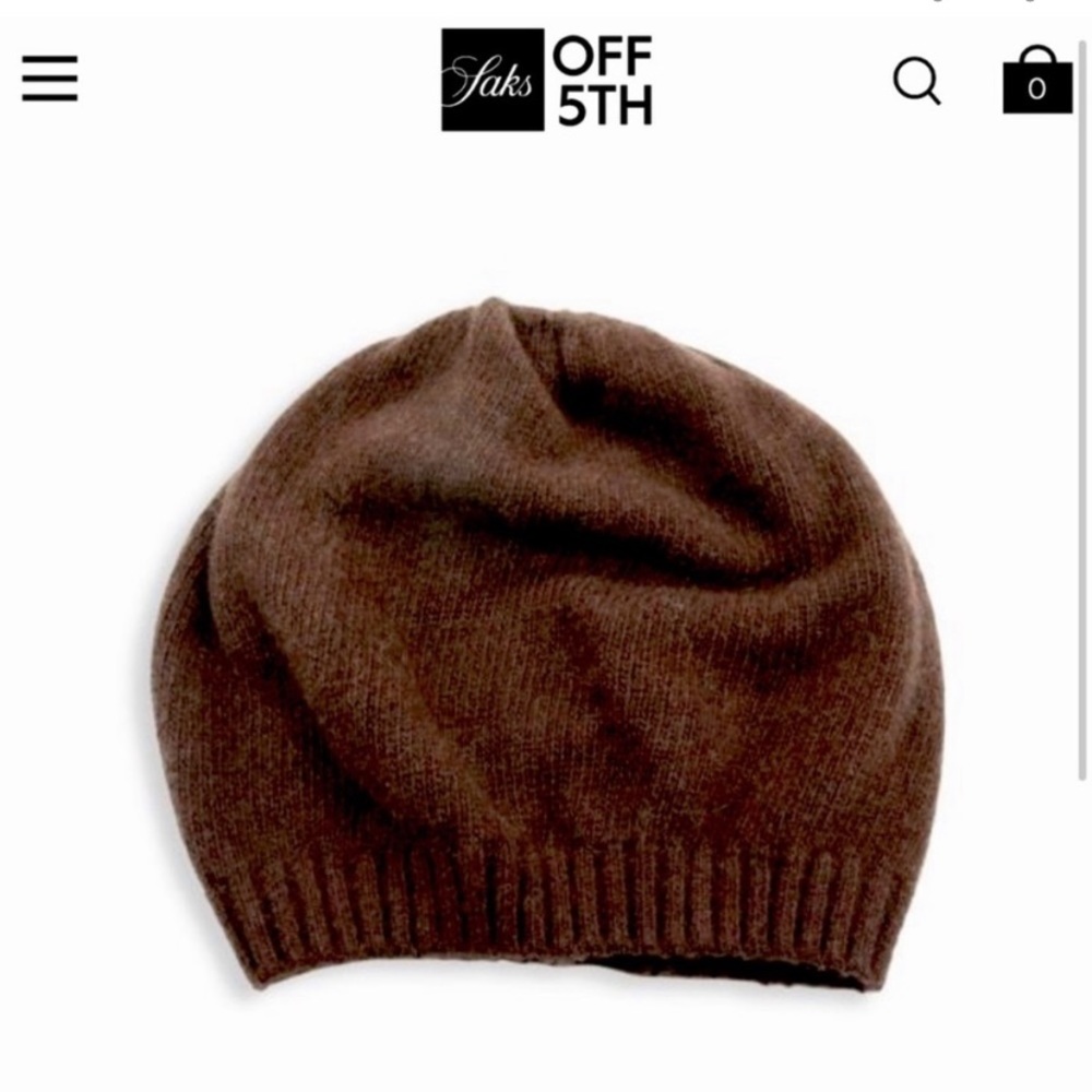 NWT Black Cashmere Beret with Ribbed Cuff - Portolano